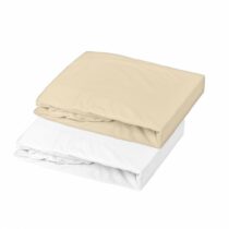 LOT 2 DRAP HOUSSE JERS 130G/M² 060X120 BLANC/CAILLOUX