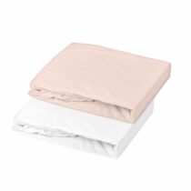 LOT 2 DRAP HOUSSE JERS 130G/M² 70X140 BLANC/NUDE